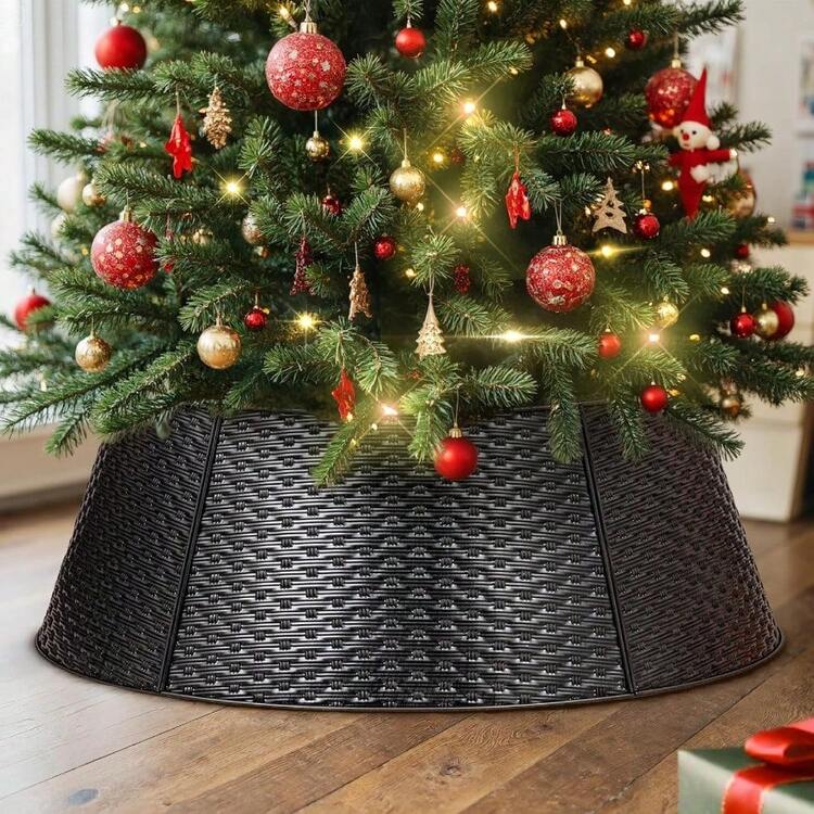 2025Metal Christmas Tree Collar 28 Inch Christmas Tree Ring Collar For  Medium Xmas Stand Cover Real Artificial Trees Indoor Outdoor Decoration  Black Horizontal Weave | SHEIN USA