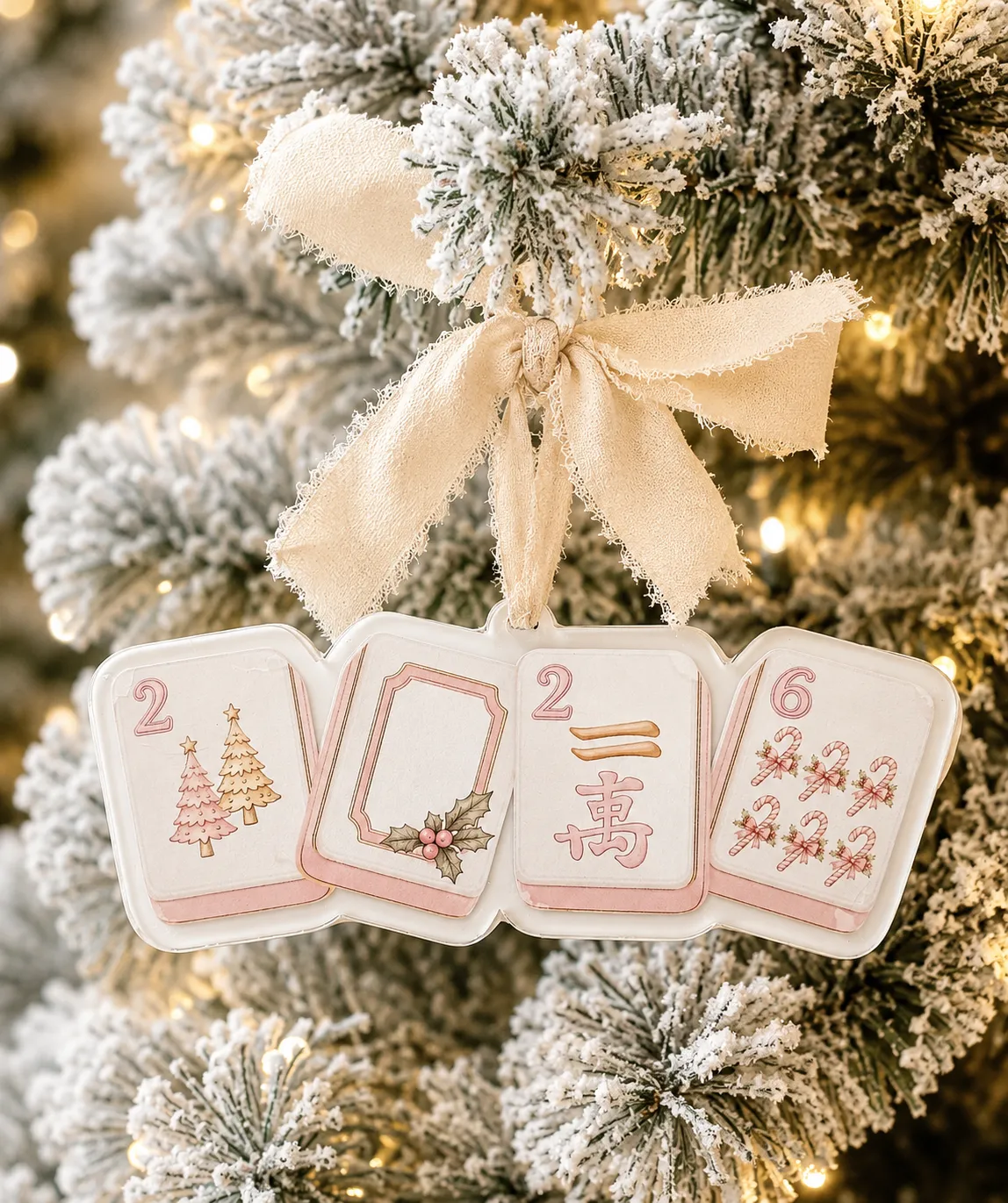 2026 Pink Mahjong Christmas Ornament – Bailey's Branches