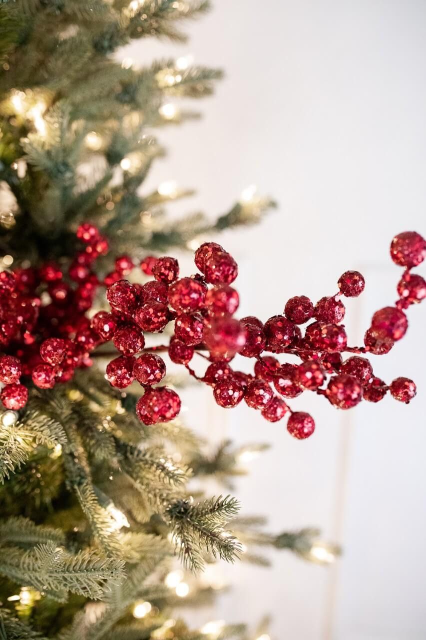 22' Burgundy Glitter Crabapple Spray - Decorator's Warehouse