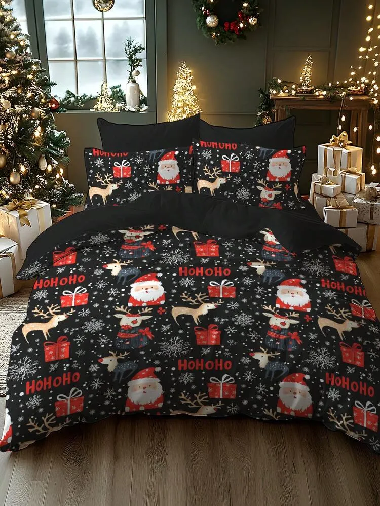 2/3pcs Christmas Bedding Set, Soft Velvet Duvet Cover Set With Digital  Printing Of Christmas Tree, Santa Claus With Christmas Hat, And Reindeer,  Suitable For Bedroom, Guest Room, Game Room, Hotel, D