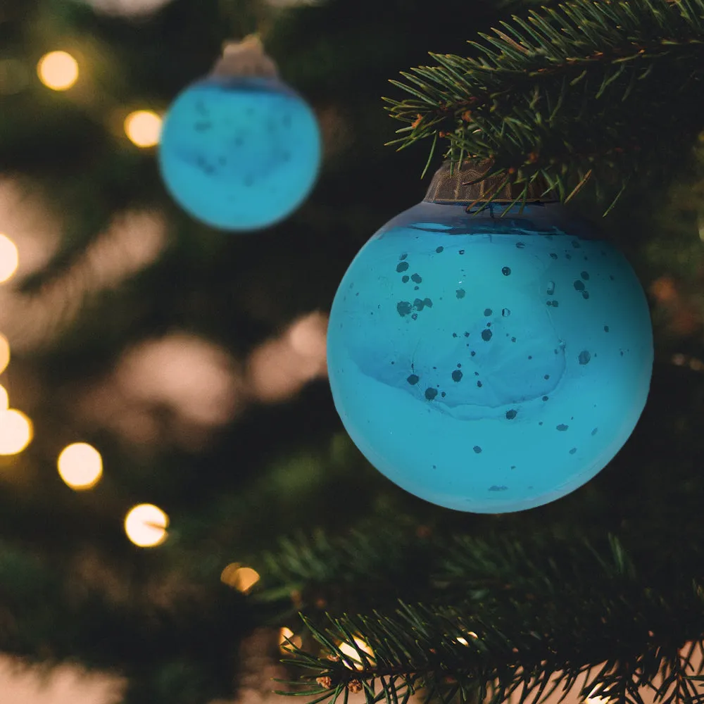 2.5' Turquoise Ava Mercury Glass Ball Ornament Christmas Holiday Decor -  Luna Bazaar | Boho & Vintage Style Decor