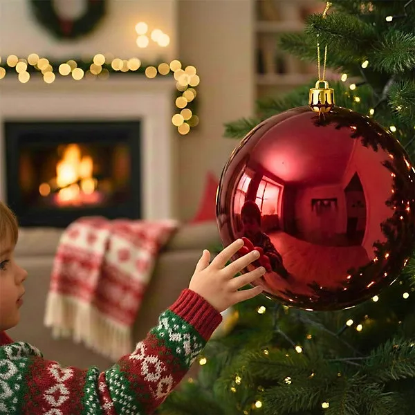 25cm Dark Red Glossy Christmas Bauble - Premium Bauble & Home Décor Ornament