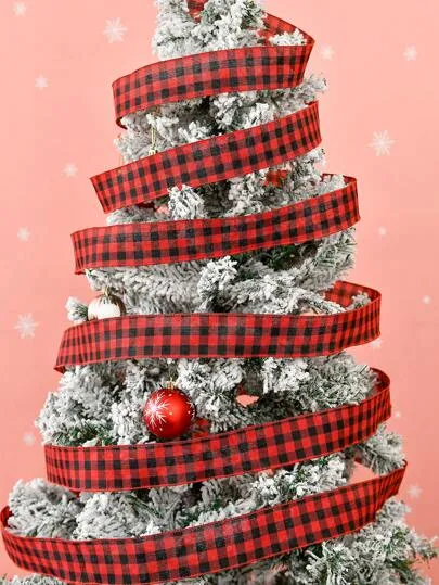 2y Red & Black Christmas Plaid Ribbon, Burlap Fabric Decorative Ribbon For  Diy Crafts, Bow Making, Christmas Tree Decoration | SHEIN USA