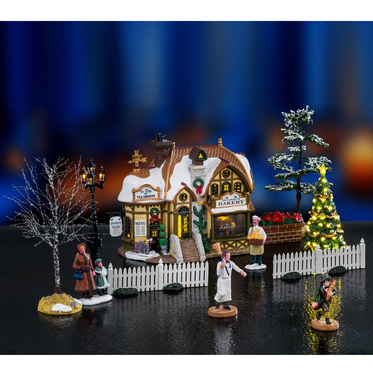 3-Piece Glowing Wooden Christmas Village Houses – LED Light-Up Tabletop Cabin Ornaments, Holiday Desktop Decor For Xmas Town Displays Xmas House Ornament Set