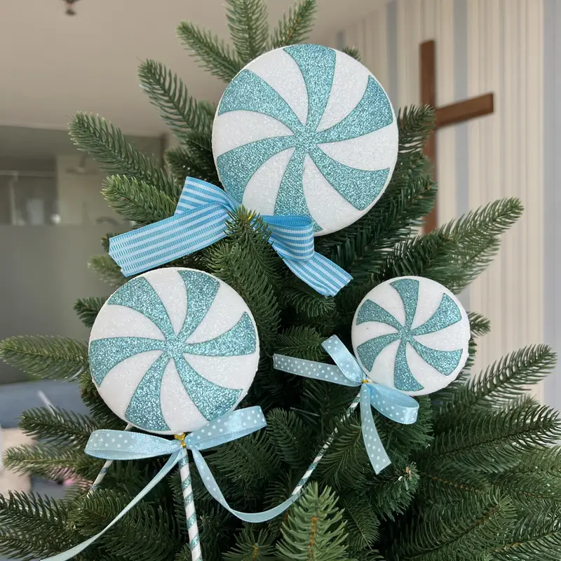 3pcs Blue Christmas Tree Candy Ornaments, 9.8&*; Macaron Style Sky Blue  Large Lollipop Decorations for Holiday Parties * Room, Bedroom & Desktop  Decor, Ideal for Gift Exchange