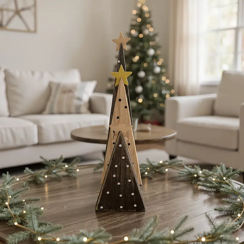 3pcs boho style pine wood christmas tree set rustic - Temu Bahrain