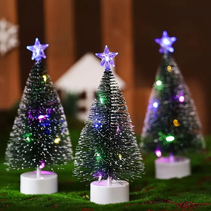 3pcs mini led lighted tabletop christmas tree soft colorable - Temu