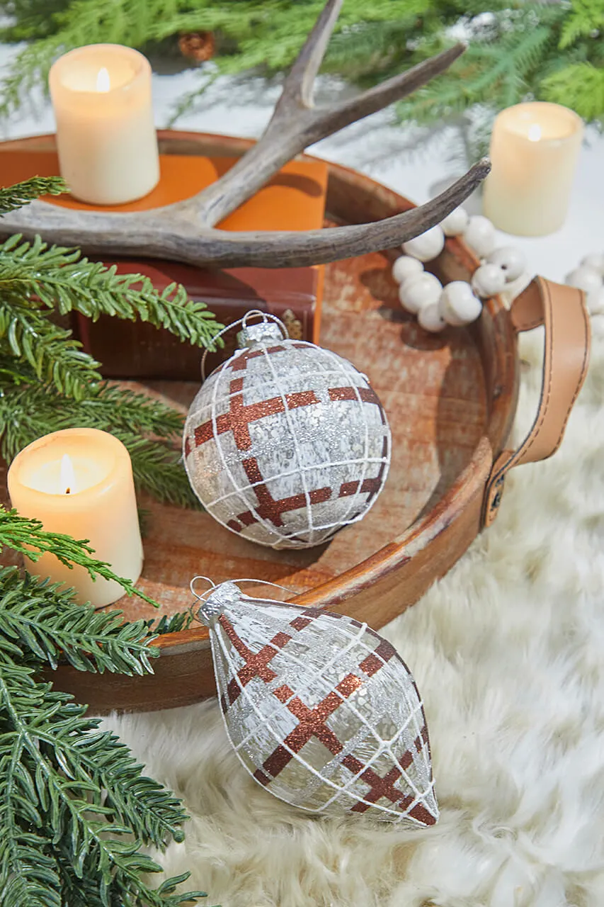 4'-5' Glass Forest Plaid Ball/Finial Ornament Finial
