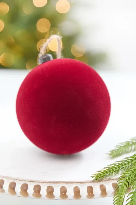 4' Burgundy Velvet Flocked Ball Ornament - Decorator's Warehouse