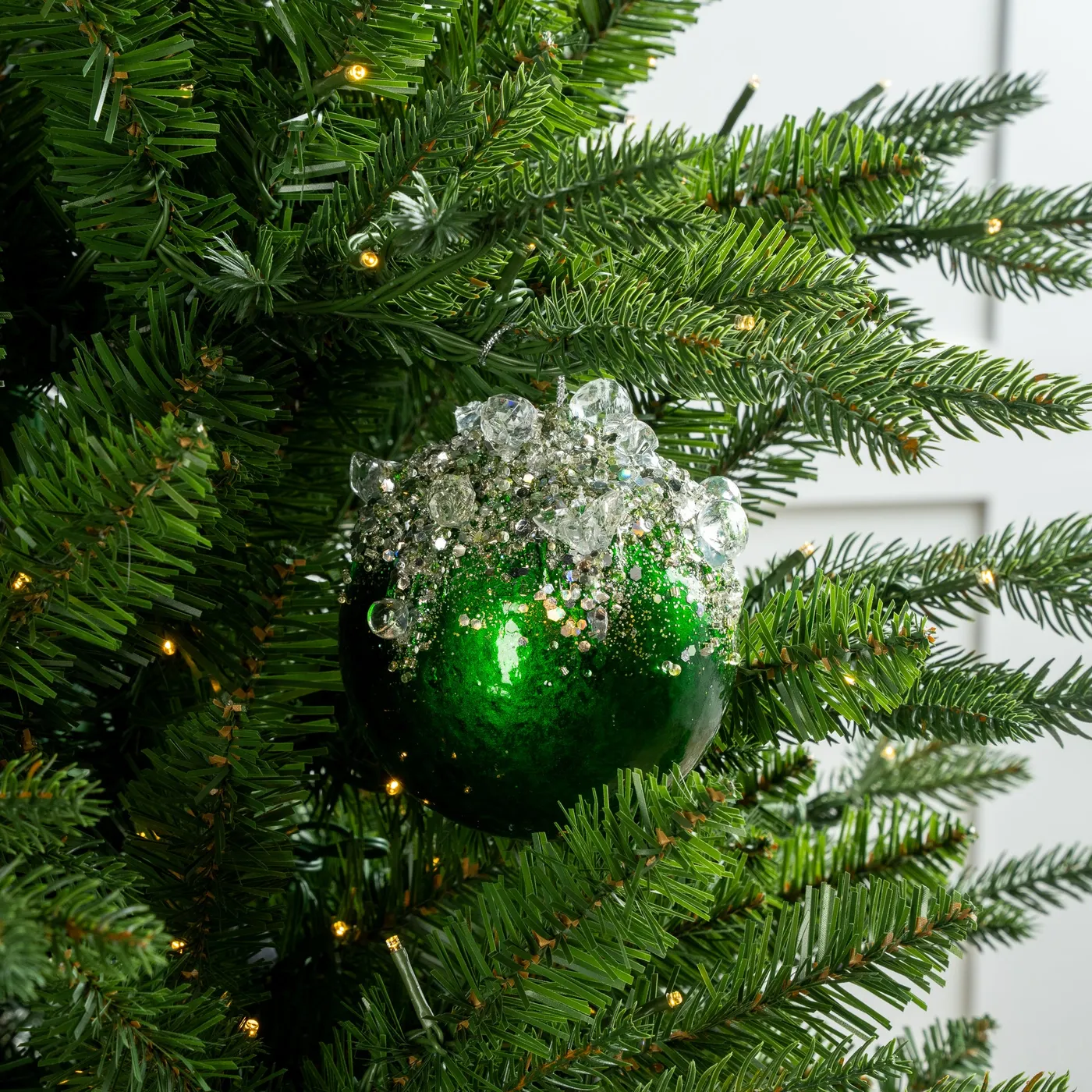 4' Emerald & Silver Jewel Ornament Set Of 6 – The Christmas Palace