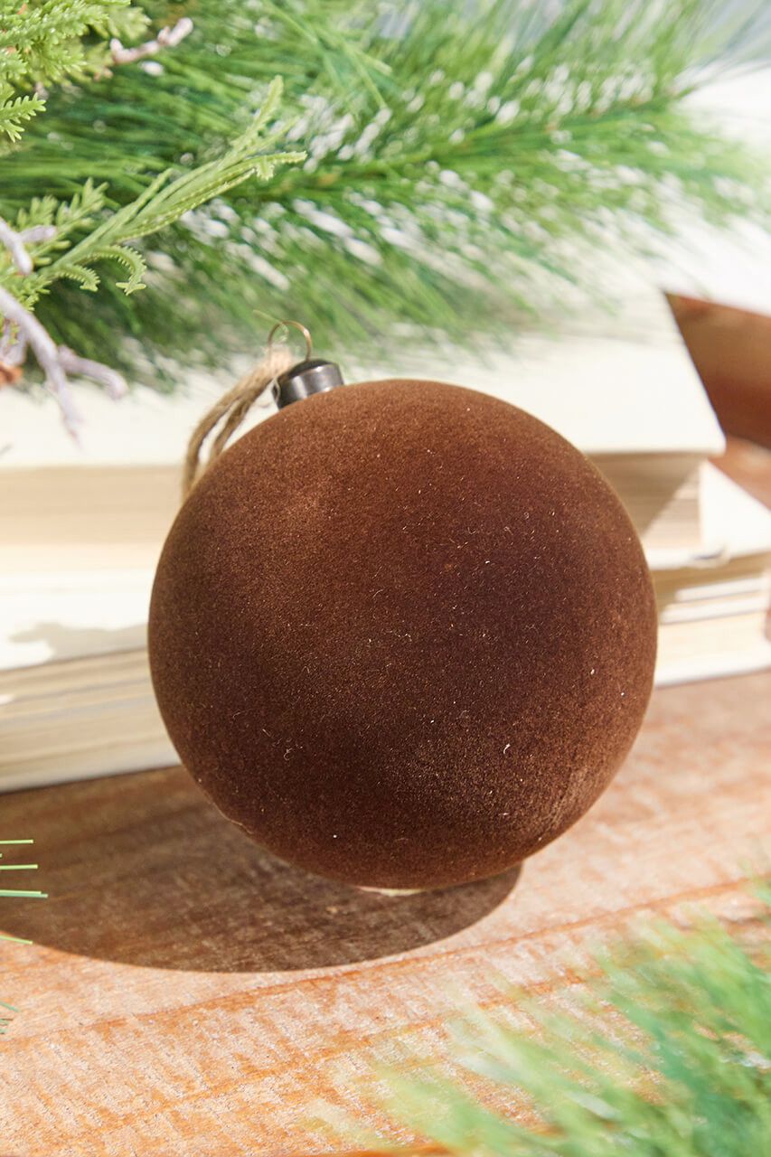 4' Velvet Flocked Ornament - Brown - Decorator's Warehouse