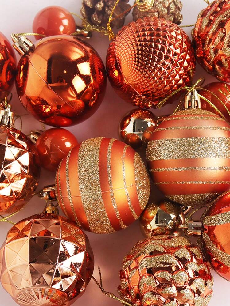 42pcs Christmas Tree Decorating Set - Antique Bronze Color Xmas Ball, Pine  Cone Hanging Ornaments | SHEIN USA