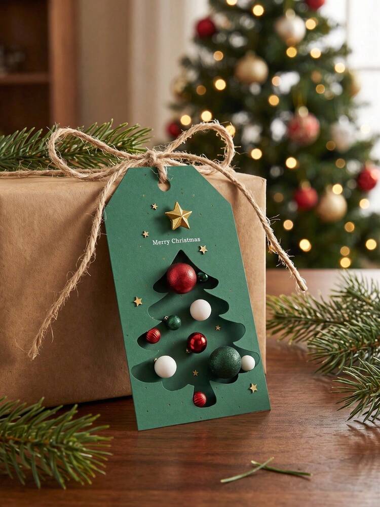 48pcs+1Roll Rope Christmas Pine Tree & Gold Star Gift Tags - Holiday Hang  Tags, Suitable For Packaging And Gift Box Decoration, Rustic Style Gift  Wrapping | Artistic Gift Tags | Natural Jute
