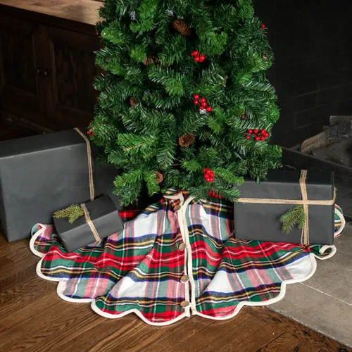 50' BLACK TARTAN TREE SKIRT - Ragon House