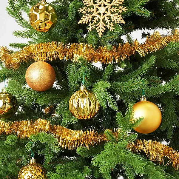 50FT Gold Christmas Tinsel Garland, Metallic Twist Tinsel Decorations for New Year, Christmas, Wedding, Holiday, Indoor,