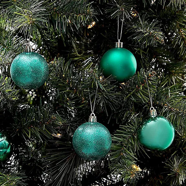 50mm/24Pcs Christmas Baubles Shatterproof Emerald Green,Tree Decorations