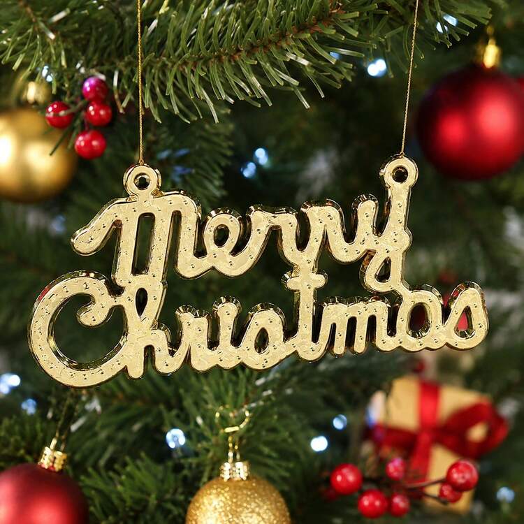50pcs 19x36mm Elegant Gold-Tone Acrylic 'Merry Christmas' Charm, Vintage  Glam Holiday Pendant For Christmas Tree Decor,DIY Festive Party Ornaments |  SHEIN USA