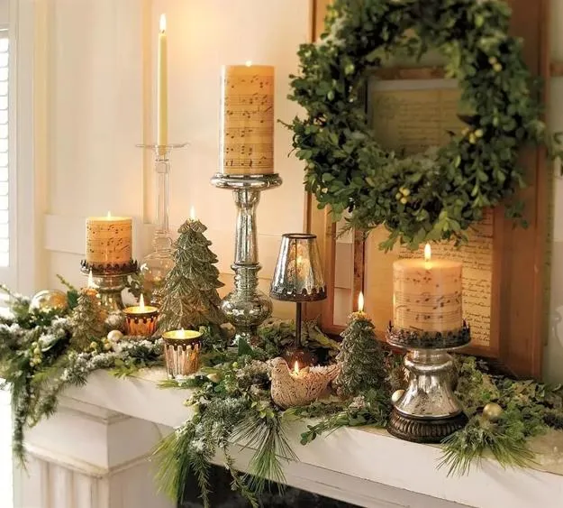55 Alternative Christmas Ideas, Fireplace Decorating without Garlands