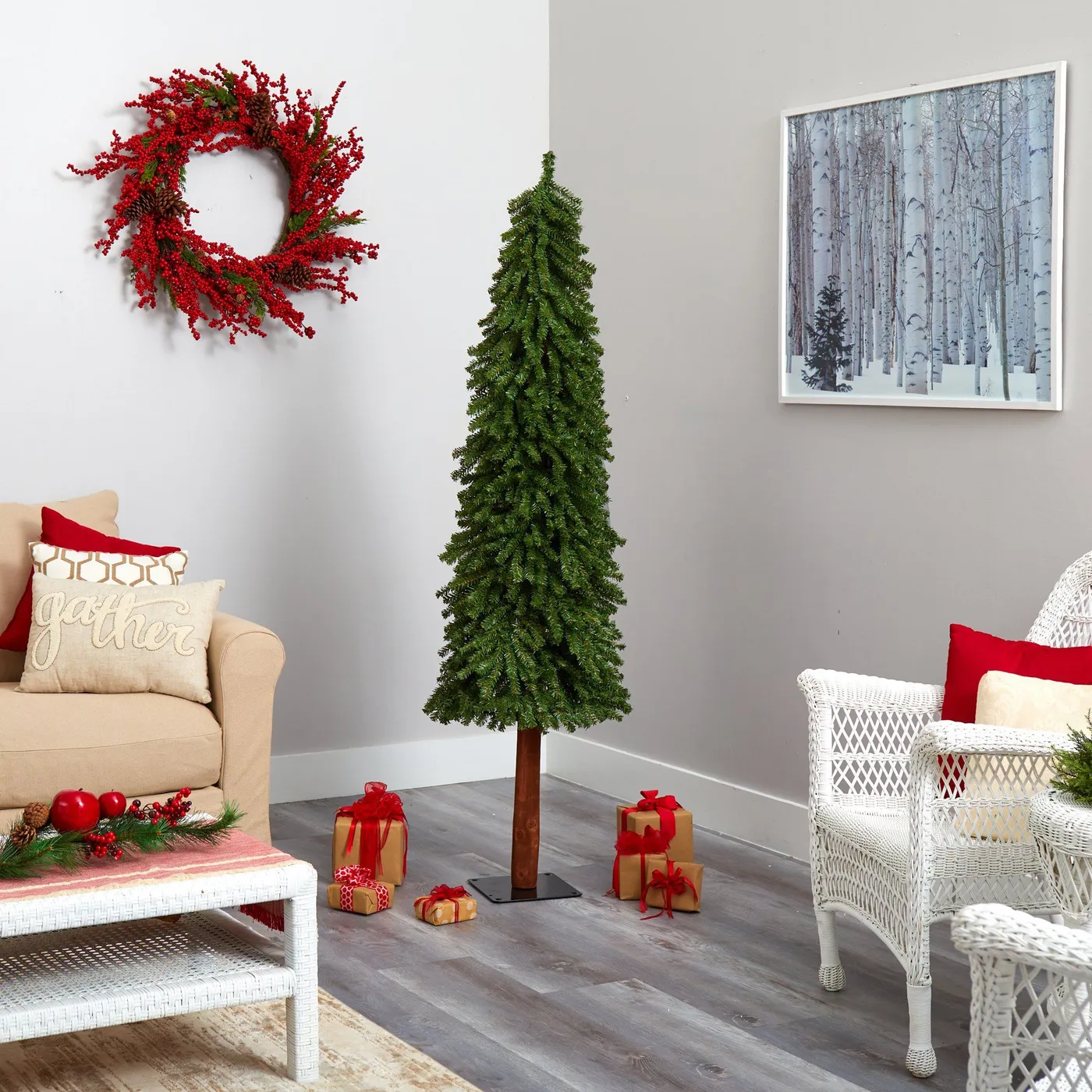 6’ Grand Alpine Artificial Christmas Tree with 601 Bendable Branches on  Natural Trunk