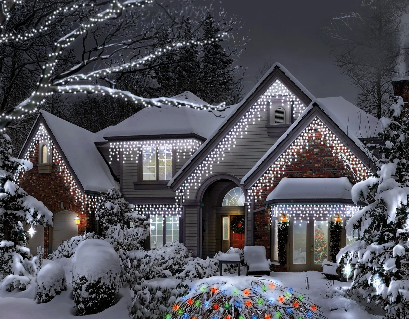 600 LED Icicle Lights White, Multi, Link series Christmas Lights – Christmas Trees and Lights