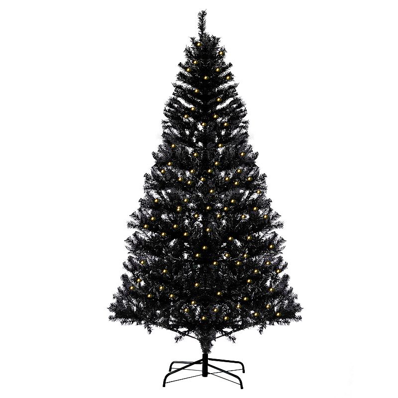 6.5 ft Prelit Artificial Christmas Tree with 250 LED Lights & 818 Branches Tips, Black