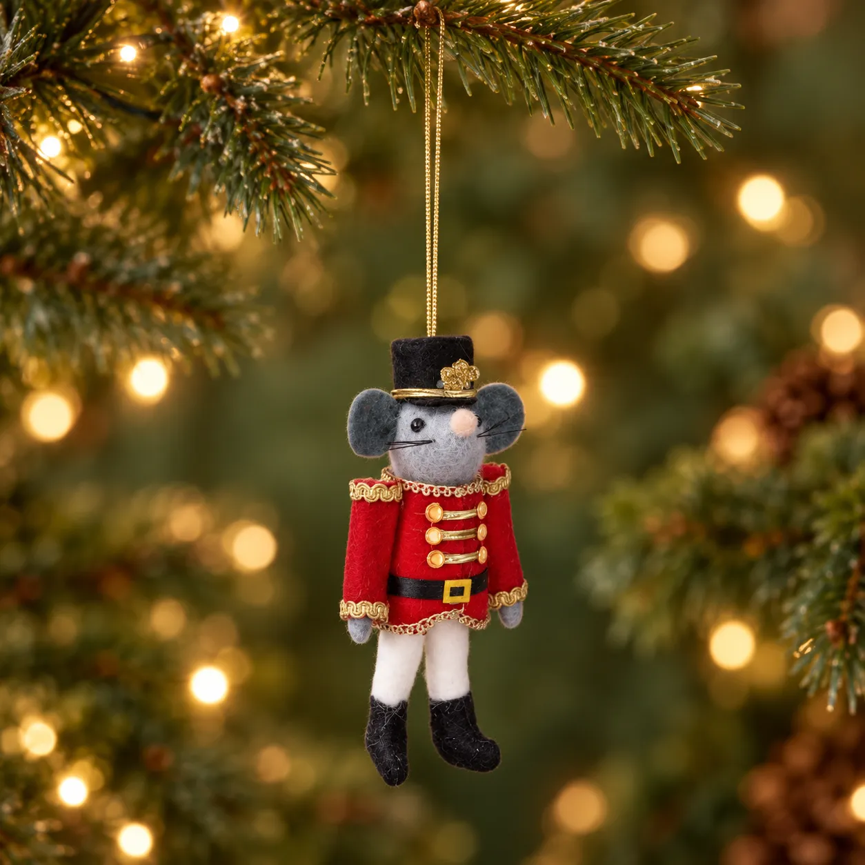 6.5-Inch Blue Coat Felt Bear Soldier Ornament
