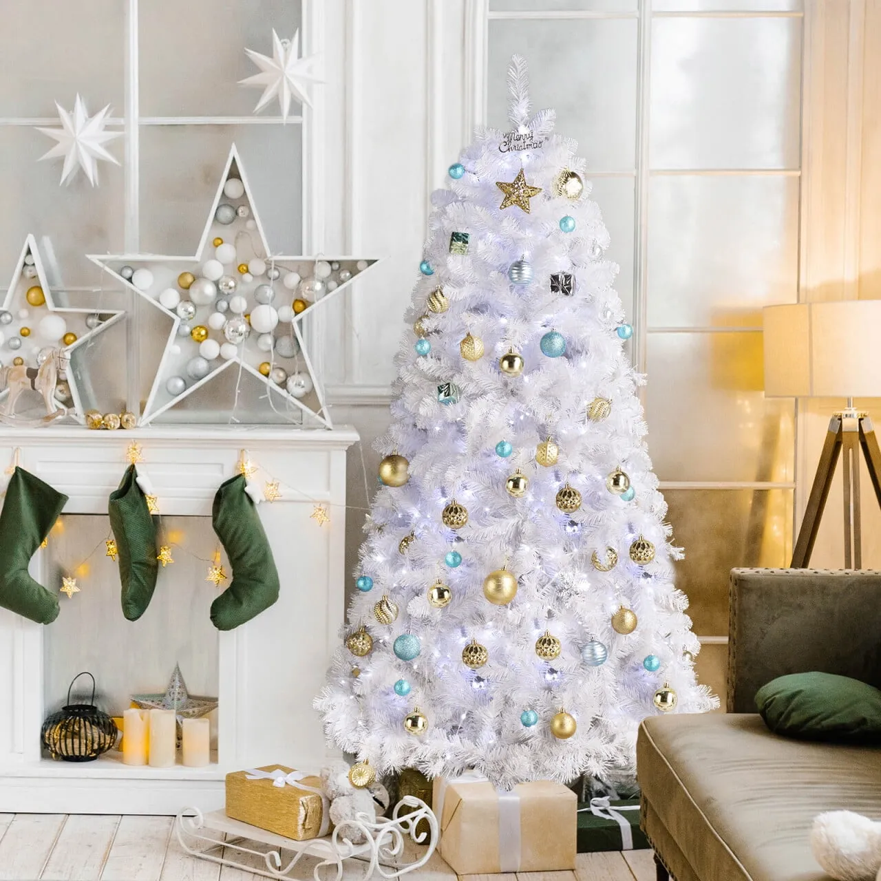 6ft Fantasy Style White Christmas Tree, Hinged Benin | Ubuy
