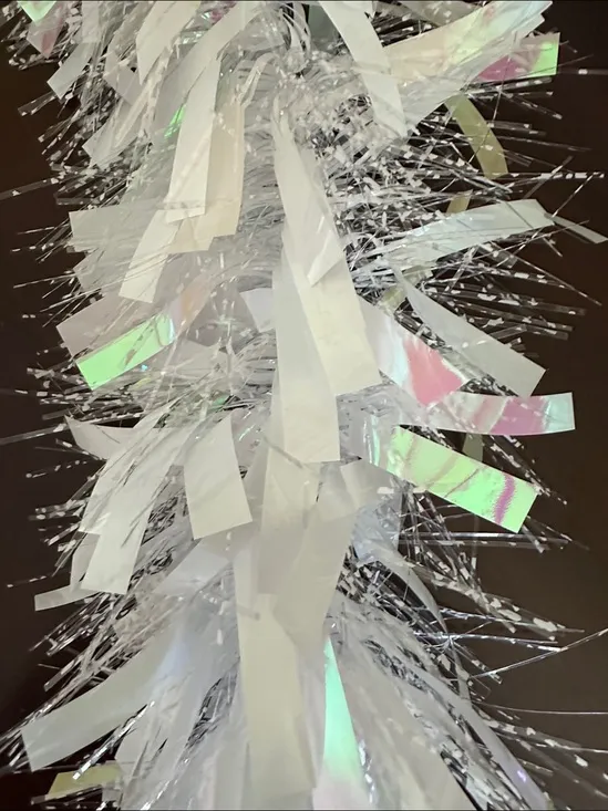 7 White MEGA Iridescent Tinsel 9 FEET LONG Garlands for Weddings, Holidays ~ NWT