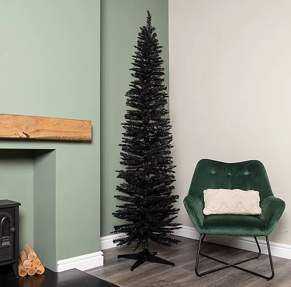 7ft (2.1m) Black Pencil Pine Artificial Christmas Tree with 401 Tips