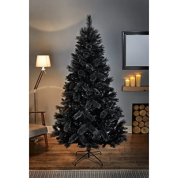 7ft Fir Hinged Full Artificial Christmas tree - Black