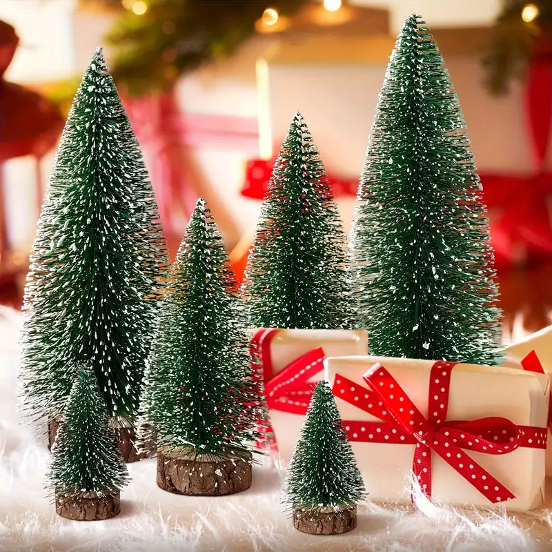 7pcs mini christmas tree decorations artificial bottle brush - Temu Kuwait