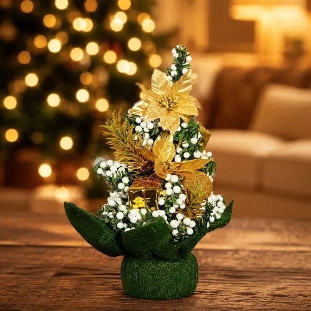 AHGQT Pre-lit Artificial Mini Christmas Tree Decorations, 15 Inch Tabletop Artificial Christmas Xmas Tree Miniature Pine Tree for Xmas Holiday Party Home Decor - Walmart.com