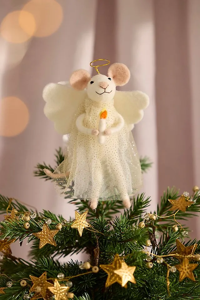 Angel Mouse Felt Critter Tree Topper | Terrain