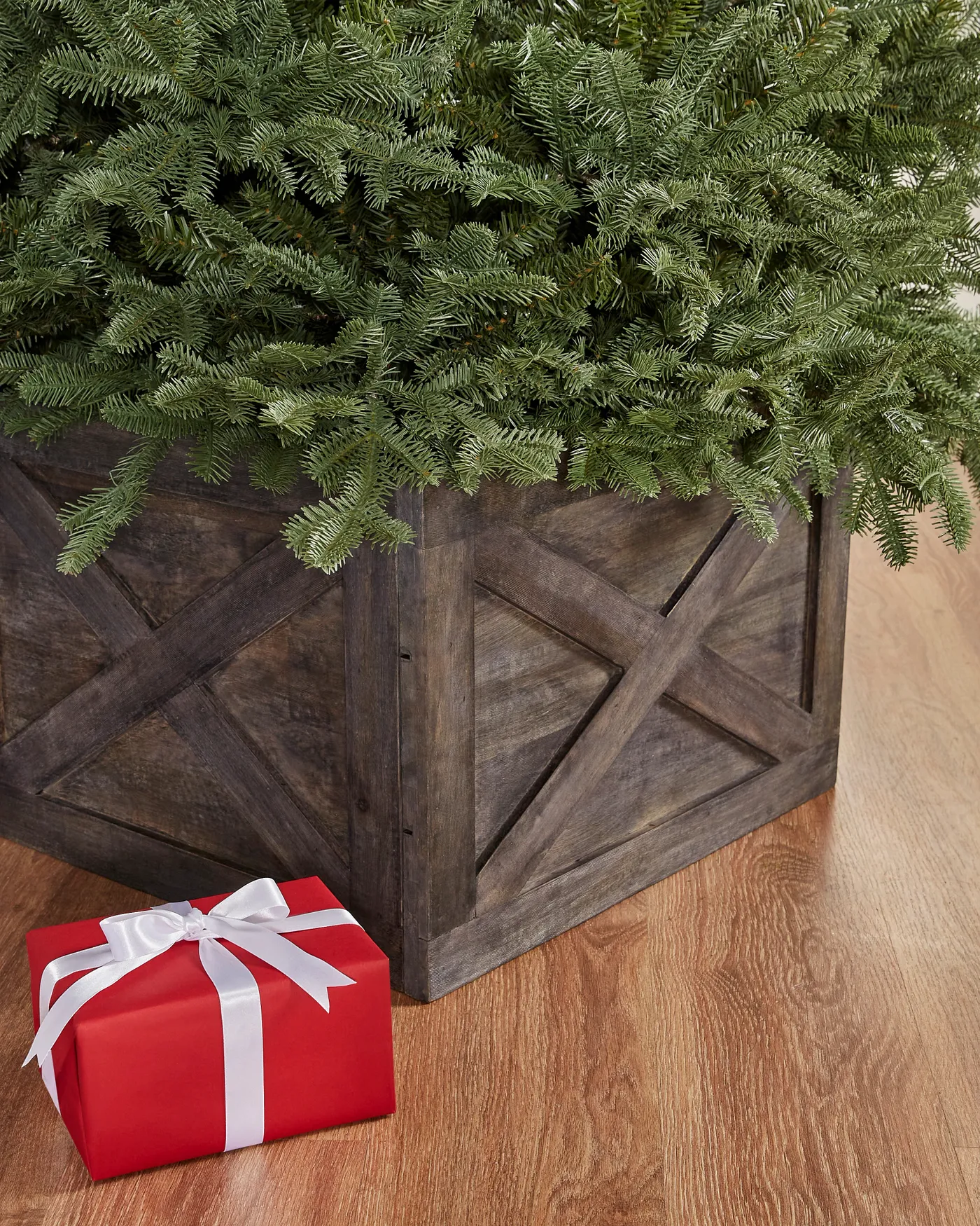 Balsam Hill - 2023 Holiday 2 - Gray Wooden Crate Tree Collar
