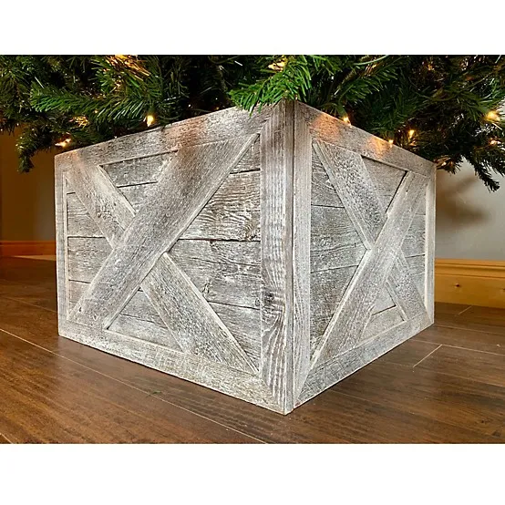 Barnwood USA 27 in. x 14.5 in. Rustic Farmhouse Deluxe Reclaimed Wood  Christmas Tree Box Collar, White Wash, L,White Wash at Tractor Supply Co