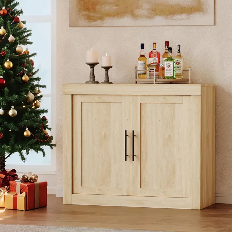 Bay Isle Home™ Sideboard Buffet Cabinet with Storage, Mid Century Modern  Accent Cabinet with 4 Doors, Wood Coffee Bar, Credenza Media Console for Living  Room, Kitchen, Hallway, Dining Room, Entryway