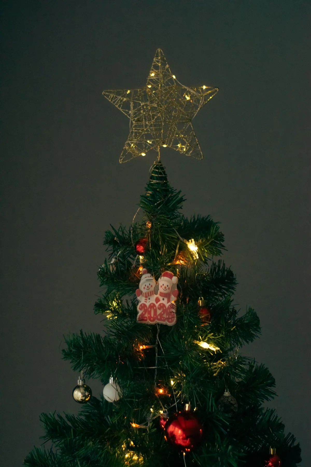 Beautifully decorated Christmas tree with a glowing star topper and ornaments celebrating the holiday season.