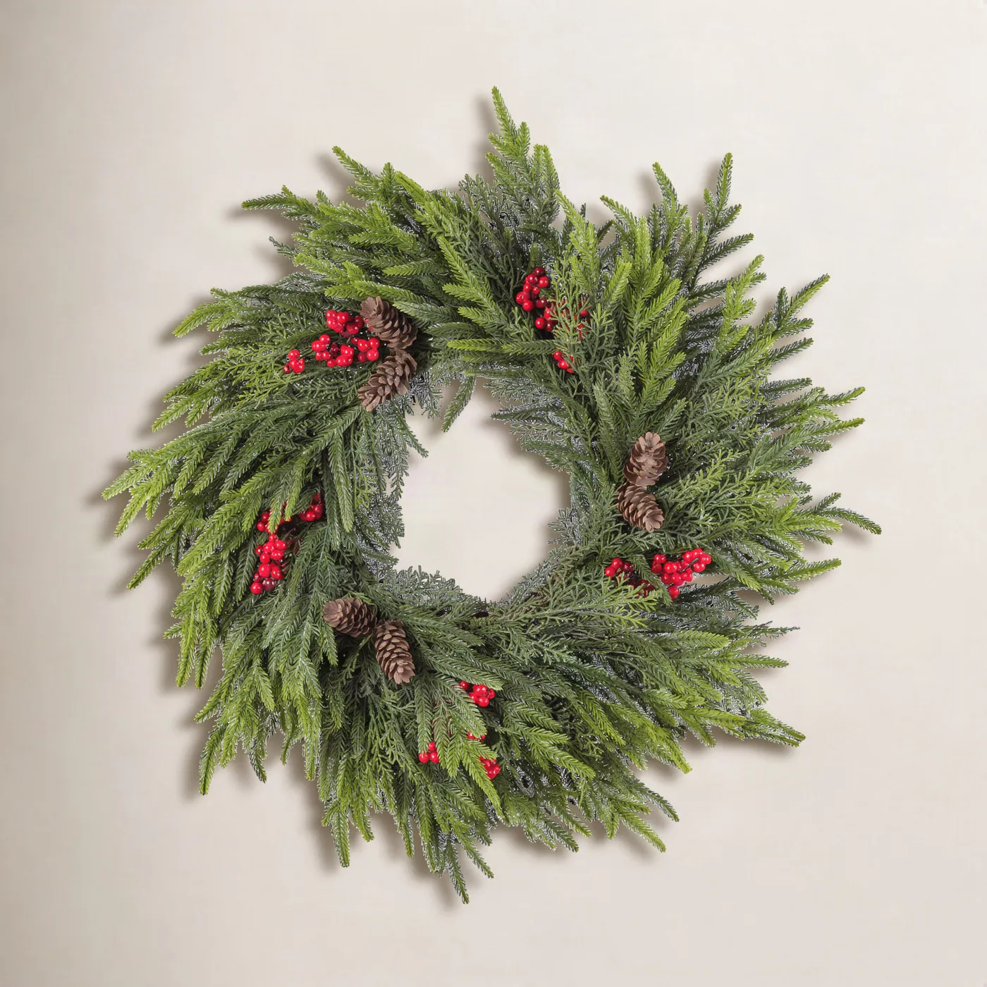 Birch Lane™ 24'D Christmas PE Dripping Wreath With Pinecones And Red  Berries & Reviews | Joss & Main