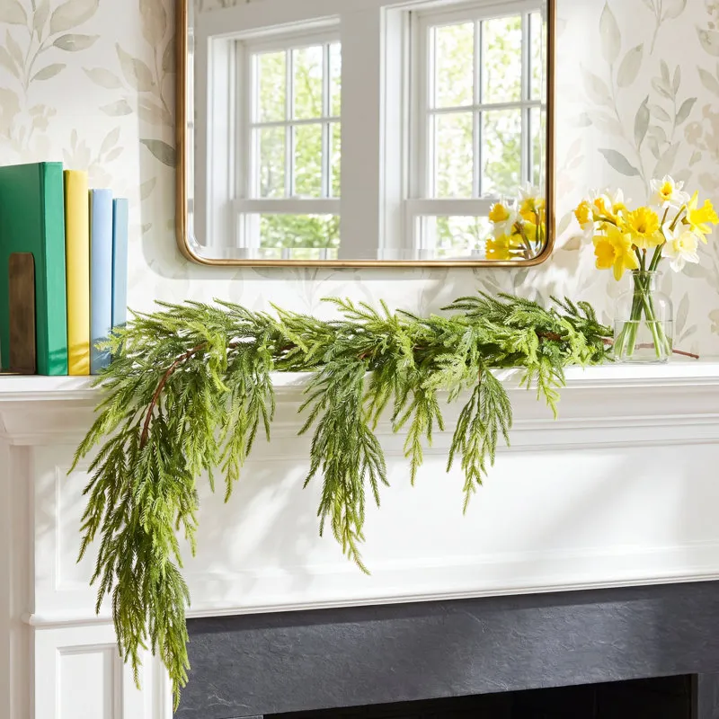 Birch Lane™ 6FT Artificial Greenery Christmas Garland For Mantle, Norfolk  Pine Winter Garlands For Table, Wall, Mantle, Indoor | Birch Lane