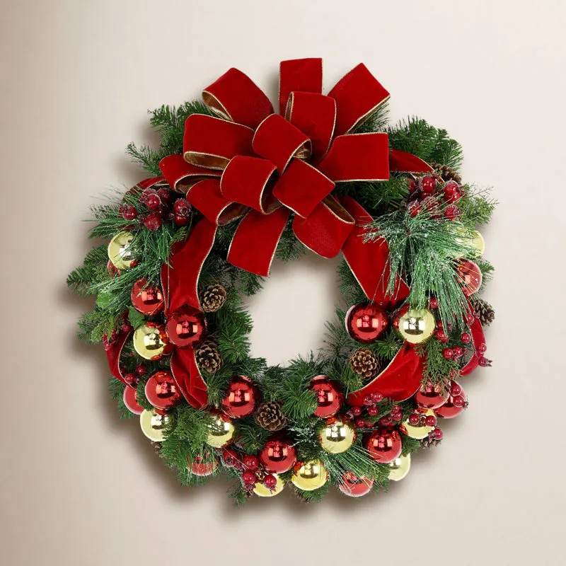 Birch Lane™ Red and Gold Holiday Wreath with Ornaments and Pine Cones &  Reviews | Joss & Main