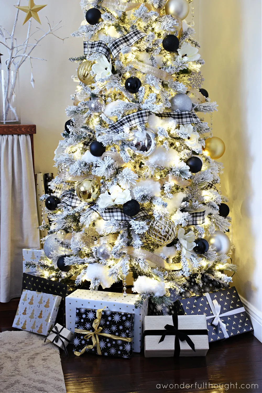Black and White Christmas Tree - A Wonderful Thought