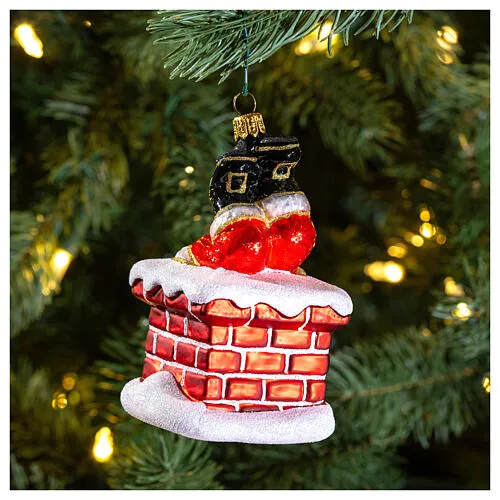 Blown glass Christmas ornament, chimney Santa Claus | online sales on HOLYART.com