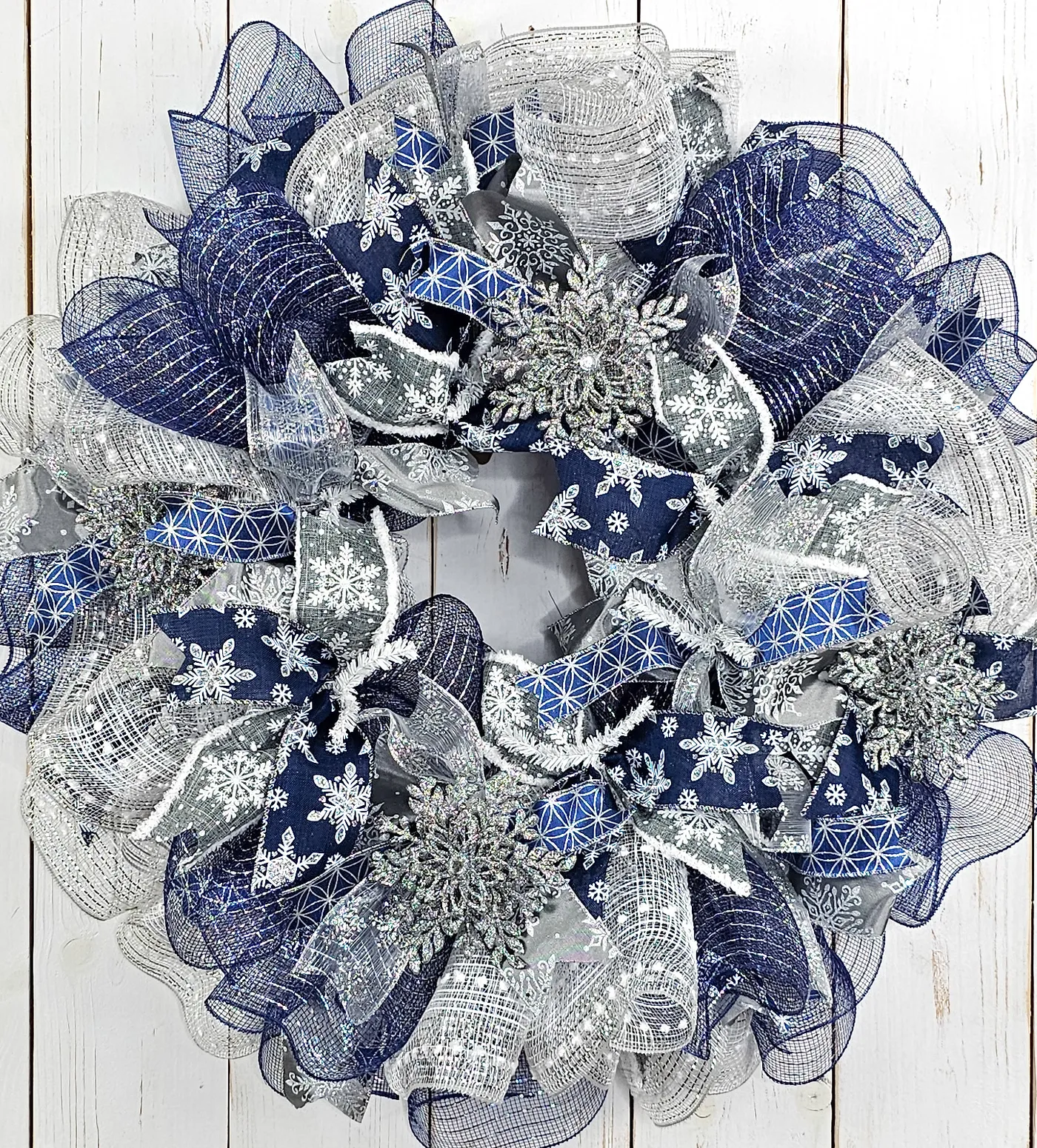 Blue and Silver Holiday Wreath | Front Door Designs