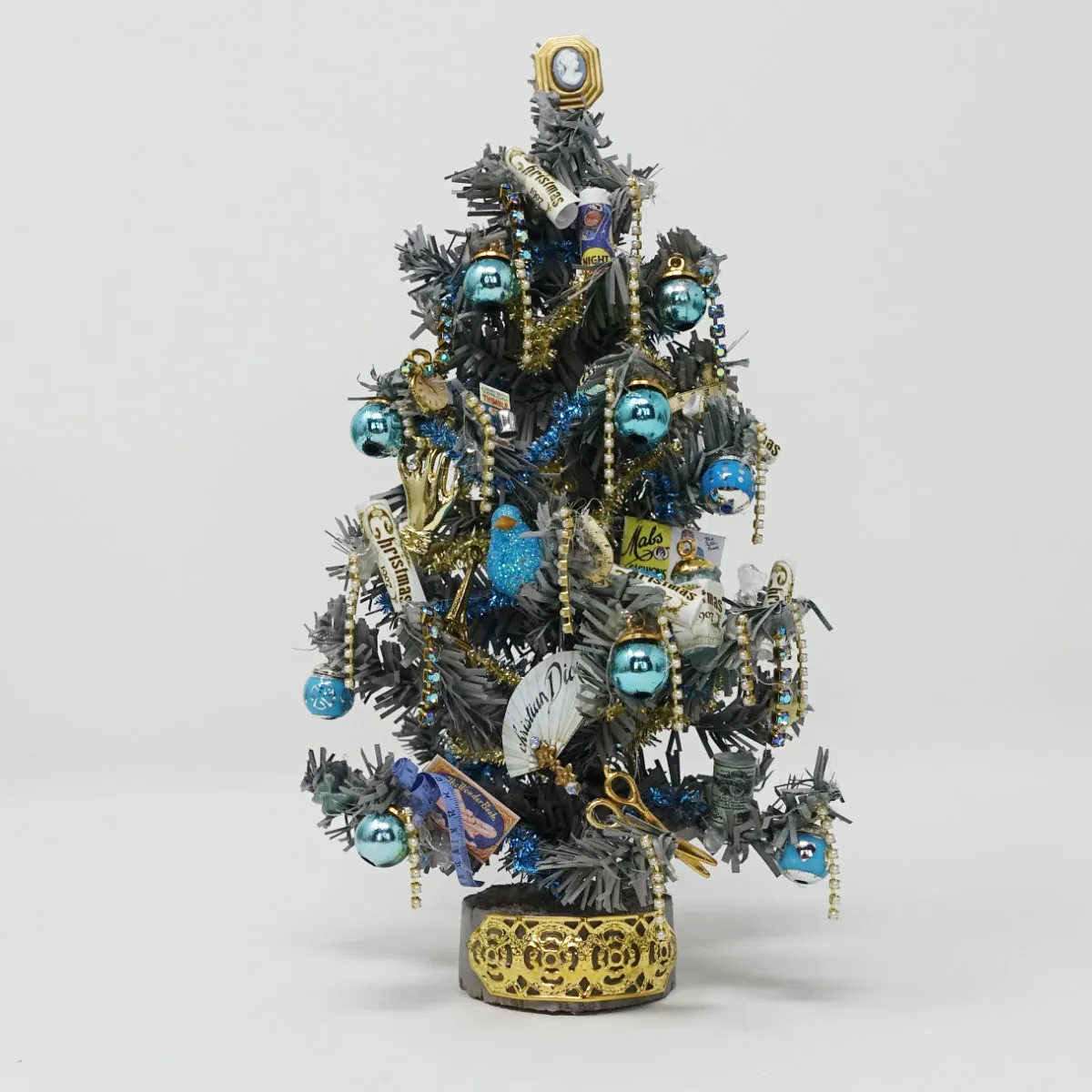 Blue themed decorated Christmas tree - Micro Miniatures