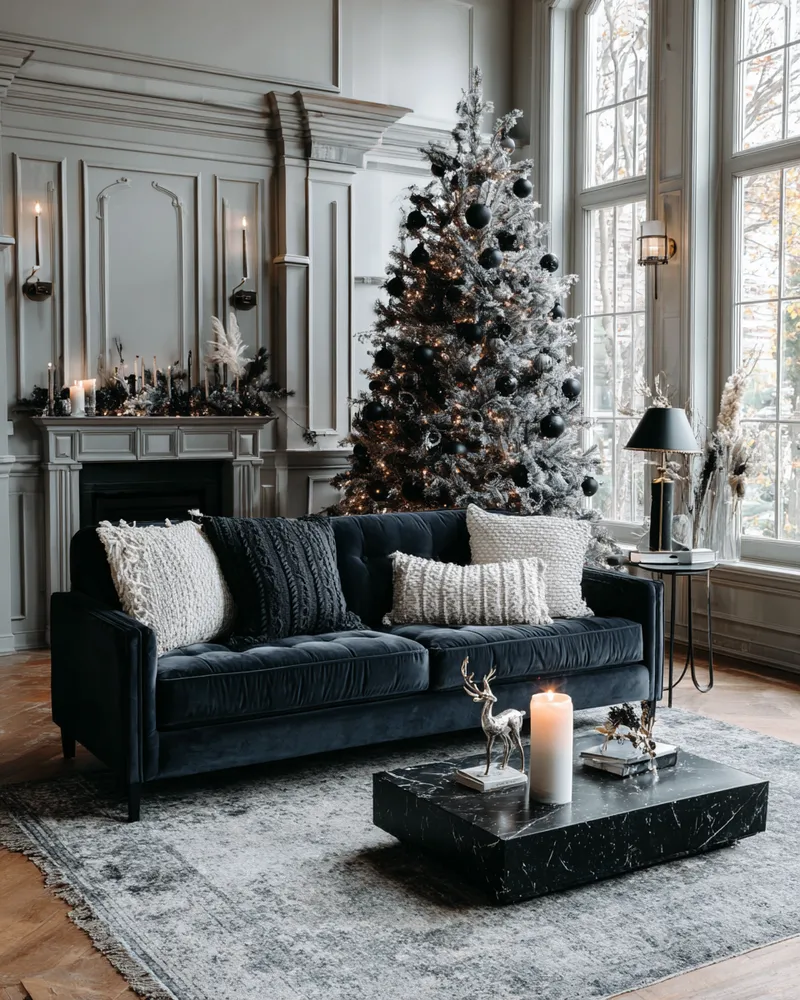 Bold Crimson Accents: Making a Monochromatic Christmas Statement 🍷❤️