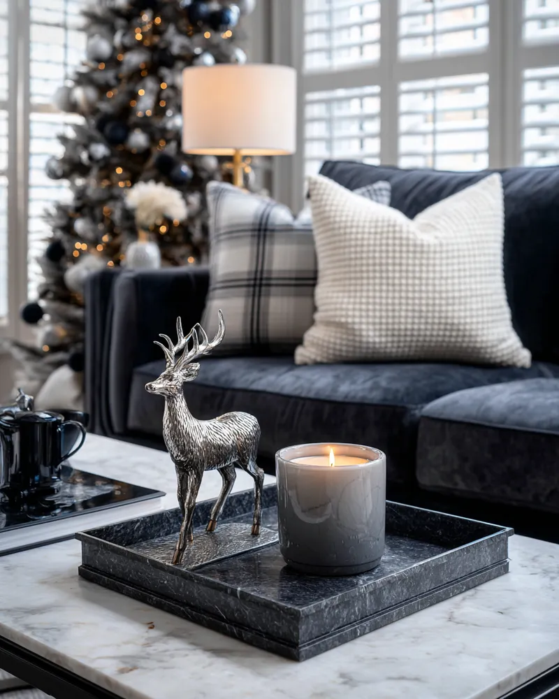 Bold Crimson Accents: Making a Monochromatic Christmas Statement 🍷❤️