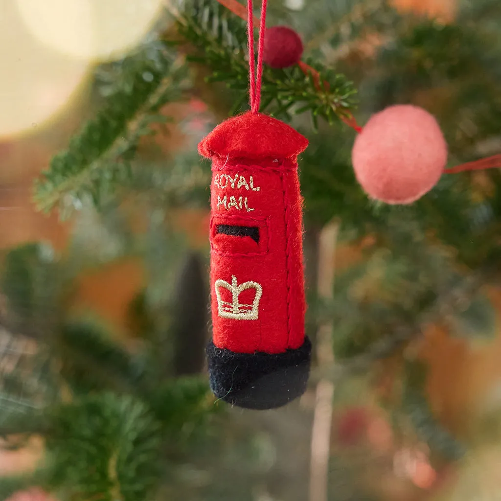 British Post Box Ornament – Handmade Royal Mail Felt Keepsake – Craftspring