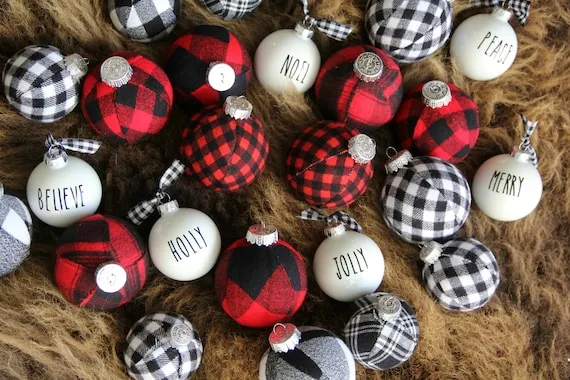 Buffalo Plaid Christmas Buffalo Plaid Christmas Ornaments: Farmhouse  Flannel Tree Decoration