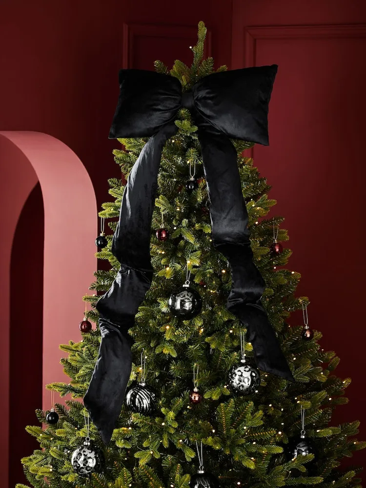 Buy Black Velvet Christmas Bow Tree Topper from Next Denmark