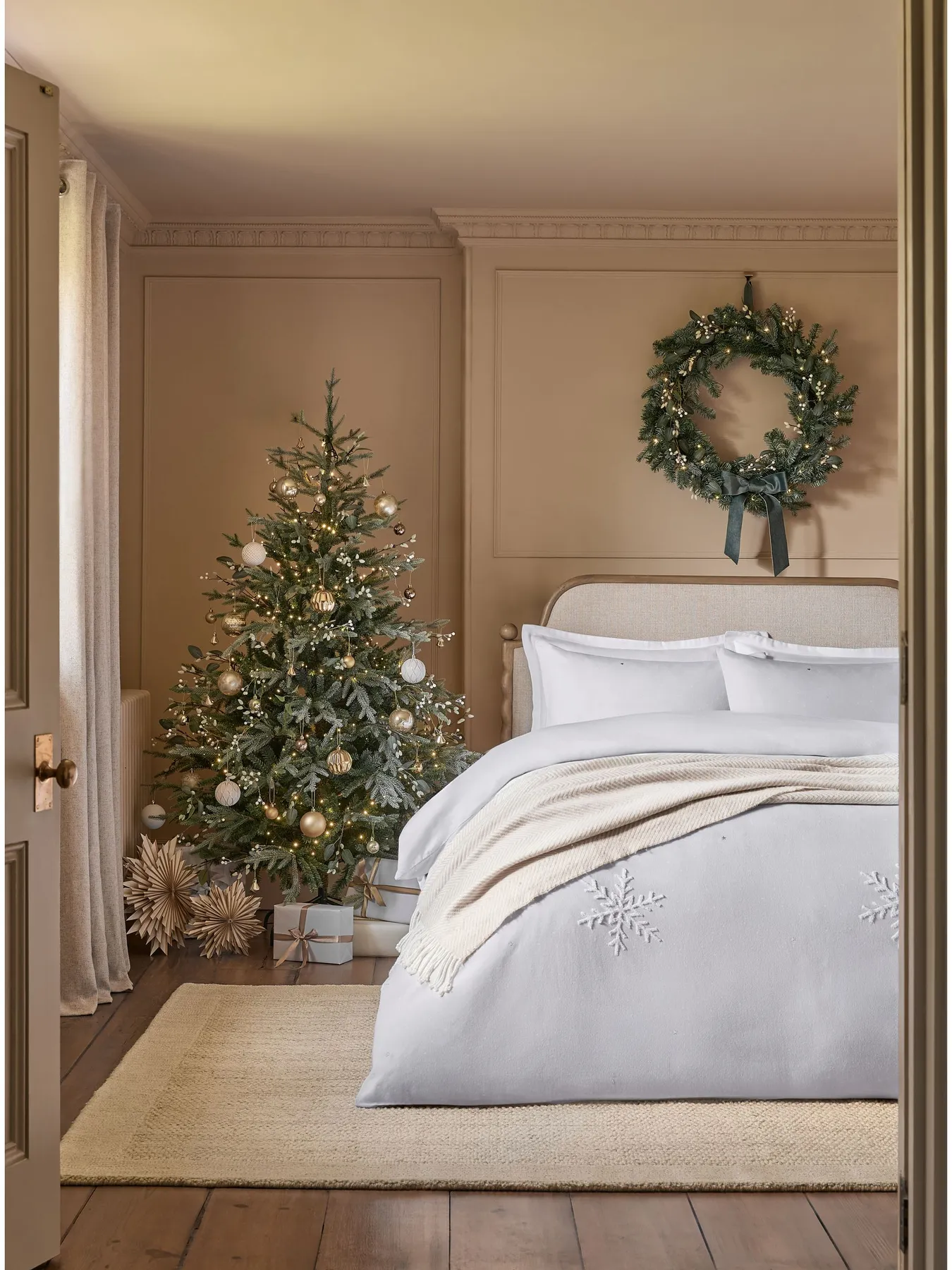 Buy Grey Tufted Snowflake Christmas Brushed Cotton Duvet Cover and Pillowcase Set from Next USA